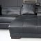 Black Leather Modern Sectional Sofa w/Adjustable Headrest