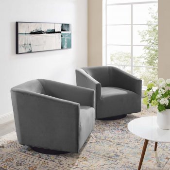 Twist Swivel Chair Set of 2 in Gray Velvet by Modway [MWAC-4427 Twist Gray]