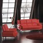 Red Bonded Leather Modern 3Pc Sofa, Loveseat & Chair Set