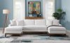 Valiant Sectional Sofa LV01881 in Ivory Chenille Fabric by Acme