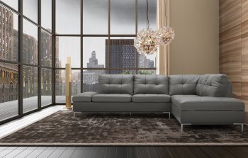 Leonardo Sectional Sofa in Grey Leather by J&M w/Storage [JMSS-Leonardo Grey]