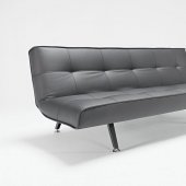 Black or White Leatherette Modern Sofa Bed w/Metal Legs