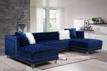 LCL-010 Sectional Sofa in Navy Blue Velvet [BDSS-LCL-010 Navy]