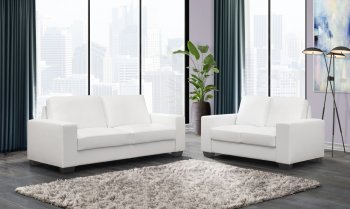 U801 Sofa & Loveseat Set in White PVC by Global w/Options [GFS-U801-WH]