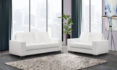 U801 Sofa & Loveseat Set in White PVC by Global w/Options