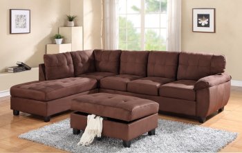 G902B Sectional Sofa w/Ottoman in Chocolate Fabric by Glory [GYSS-G902B Chocolate]