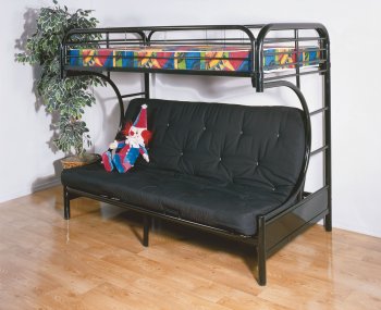 Black Finish C-Style Contemporary Twin/Futon Bunk Bed [HLKB-S117]