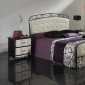 Two-Tone Metal Frame Modern Bed With Leather Upholstery