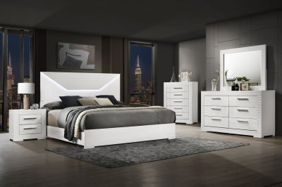 Ives Bedroom Set 5Pc 224941 in White High Gloss by Coaster