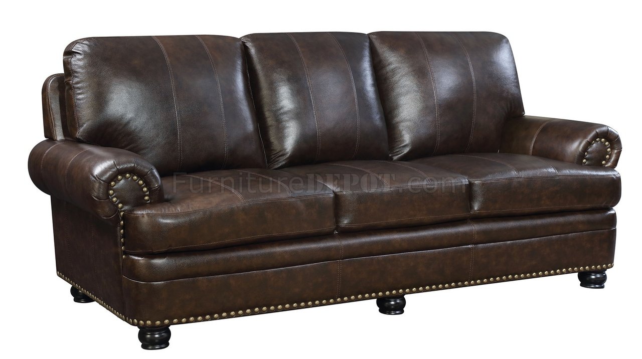 Reinhardt Sofa CM6318DB In Dark Brown Top Grain Leather Match