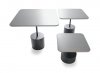 Light Grey Finish Modern Square Coffee Table Set w/Metal Base