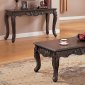 Dark Espresso Coffee, Console & End Table Set w/Carving Details
