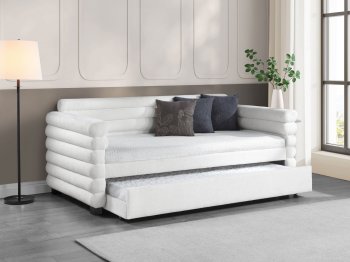 Patricia Daybed 300716 in White Boucle by Coaster w/Trundle [CRKB-300716 Patricia]