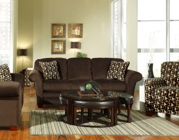 Chocolate Polyester Fabric Modern Sofa & Loveseat Set w/Options [JFS-4201-Garrett]