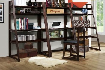 Dark Chocolate 3Pc Desk/Shelf with Optional Chair [HEBC-485 Olson]