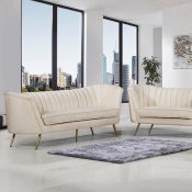 Margo Sofa 622 in Cream Velvet Fabric by Meridian w/Options