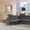 Pandora Sectional Sofa in Dark Gray Leather by Whiteline