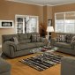 Mink Fabric Contemporary Sofa & Loveseat Set w/Colored Pillows