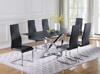 Neveen Dining Table 110191 Black & Chrome by Coaster w/Options [CRDS-110191 Neveen]