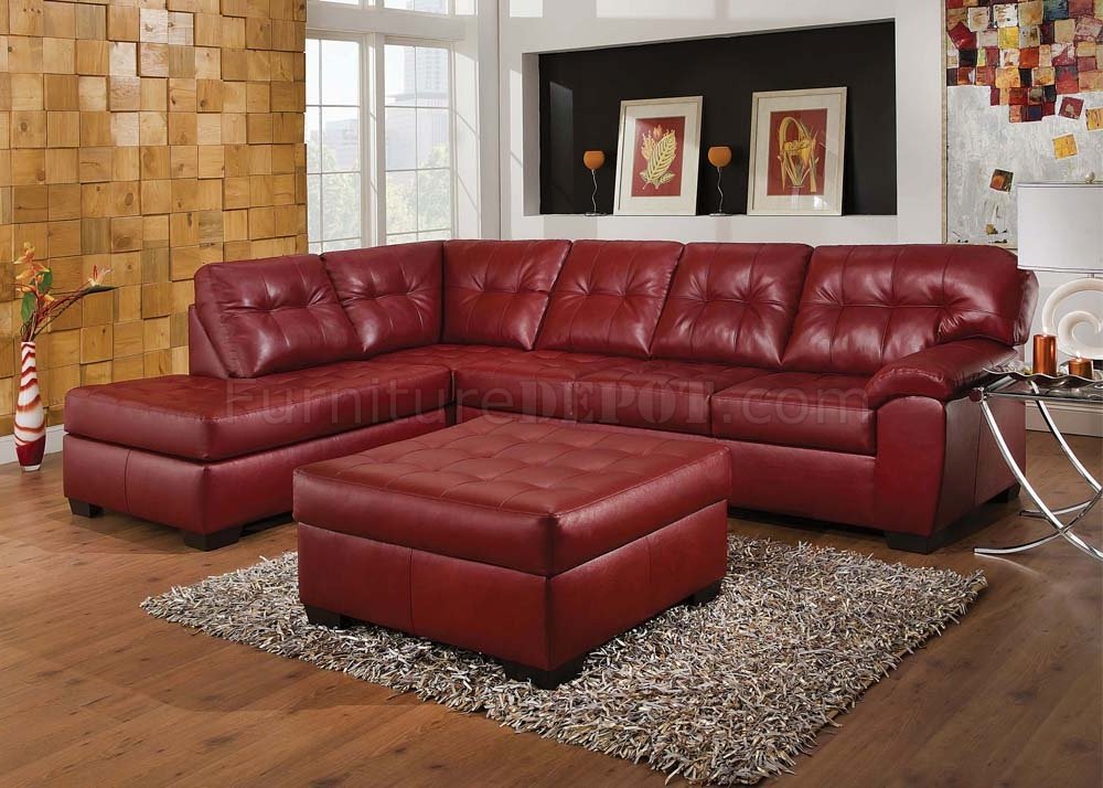 soho red leather sofa