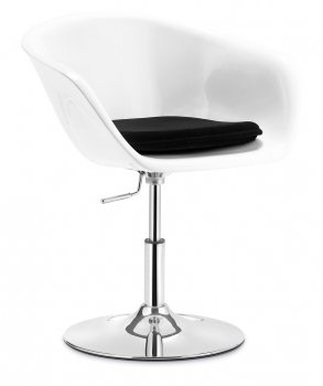 White Fiberglass Modern Swivel Chair w/Black Velour Cushion [ZMC-Droid]