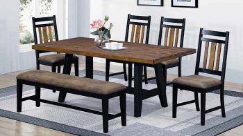 Waller 104981 Dining Table in Black & Brown Coaster w/Options [CRDS-104981 Waller]