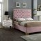 Lana Upholstered Bed in Pink Velvet Fabric by Meridian