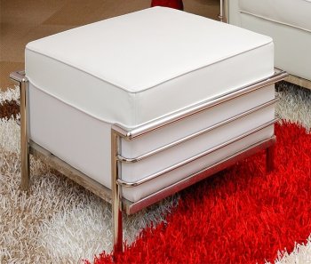 Le Corbusier Style Ottoman in White Leather [KCO-M41-White]