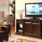 Rich Brown Finish Modern TV Stand w/Hidden Slide Out End Units