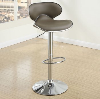 F1563 Set of 2 Bar Stools in Espresso Leatherette by Poundex [PXBA-F1563]