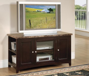 Deep Mocha Finish Contemporary TV Stand w/Marble Top [HLTV-H857]