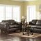 Cafe Leather Match Contemporary Sectional Sofa w/Blocked Legs