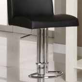 Black Seat & Brushed Steel Base Set of 2 Swivel Barstoools