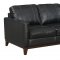 Clancy Sofa & Loveseat Set in Black Leather