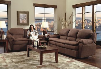 Chocolate Microfiber Modern Double Reclining Sofa & Loveseat Set [AFS-8950-Chocolate]