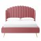 Lana Upholstered Platform Queen Bed in Dusty Rose Velvet by Modw