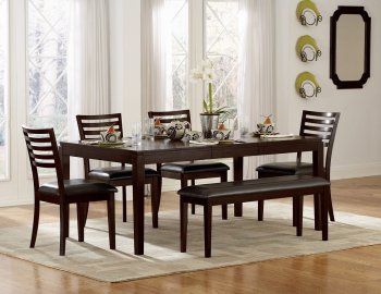 Espresso Finish Modern Dining Table w/Optional Chairs & Bench [HEDS-5326]