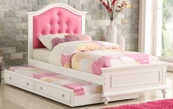 F9377 Kids Bedroom 3Pc Set White & Pink by Boss w/Options [PXBS-F9377 White Pink]