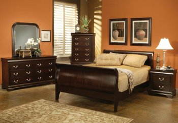 Louis Philippe Bedroom 203981N in Cappuccino - Coaster w/Options [CRBS-203981N Louis Philippe]