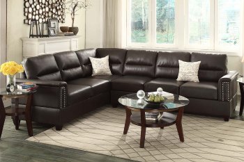 F7859 Sectional Sofa in Espresso Bonded Leather by Boss [PXSS-F7859]