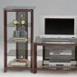 Cherry Finish Modern Entertainment Unit w/Glass Shelves