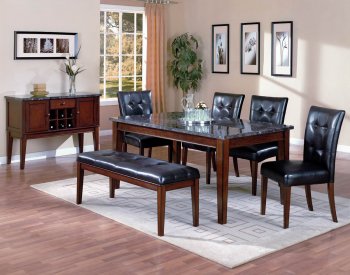 Faux Marble Top Modern 5Pc Dining Set w/Optional Items [WDDS-6284]