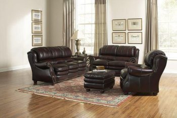 Leather Italia Burgundy Bridgeport Sofa & Loveseat Set w/Options [LIS-8111 Bridgeport]