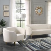 Lavilla Sofa 611 in Cream Velvet Fabric by Meridian w/Options