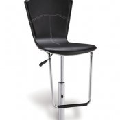 Black Faux Leather Modern Bar Stool With High Back