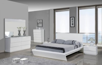 Nelly Bedroom in High Gloss White w/Options by Whiteline