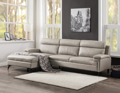 Werner Sectional Sofa 54435 in Beige Leather-Aire by Acme