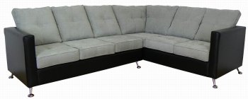 Light Grey Fabric & Black Vinyl Modern Sectional Sofa [PMSS-5902-Lightning]