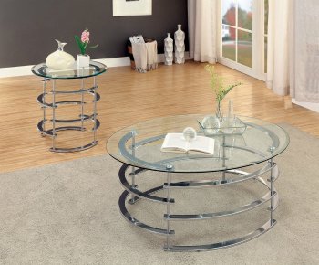 Clonmel CM4359CRM Cofee Table & 2 End Tables 3PC Set in Chrome [FACT-CM4359CRM-Clonmel Chrome]