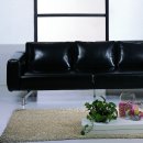 Black Full Bycast Leather Upholstered Sectional Sofa